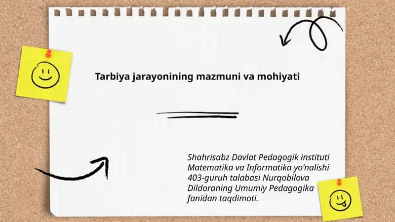 Tarbiya jarayonining mazmuni va mohiyati 1