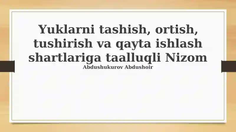 Yuk tashish shartlari