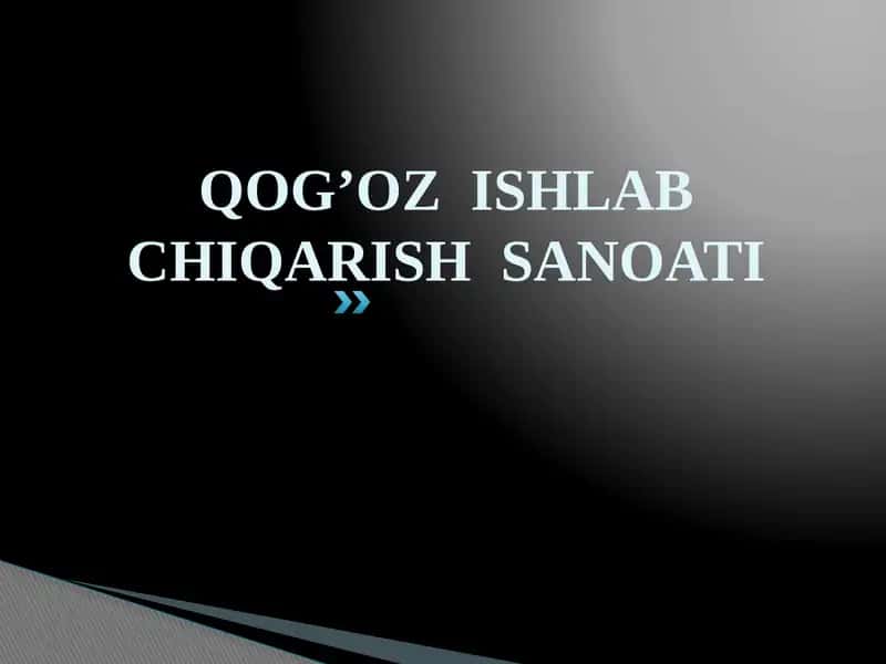 QOG’OZ ISHLAB CHIQARISH SANOATI 1