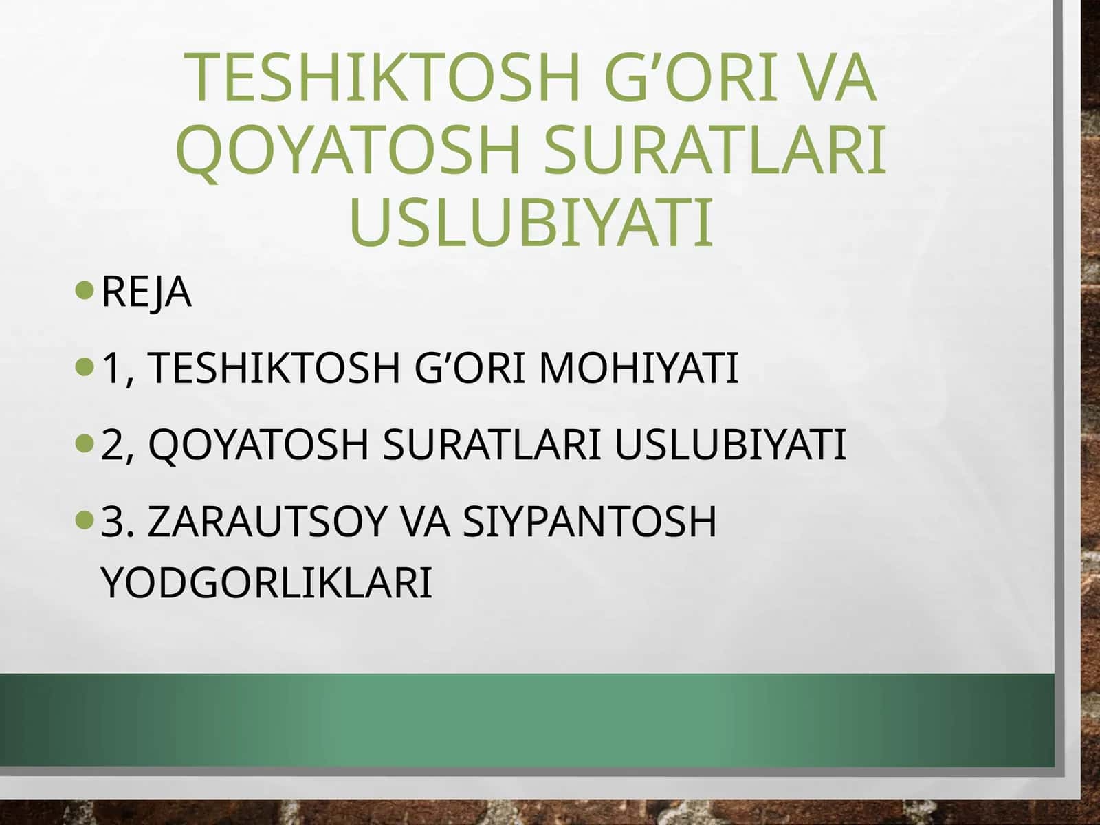 Teshiktosh g’ori va qoyatosh suratlari uslubiyati 1