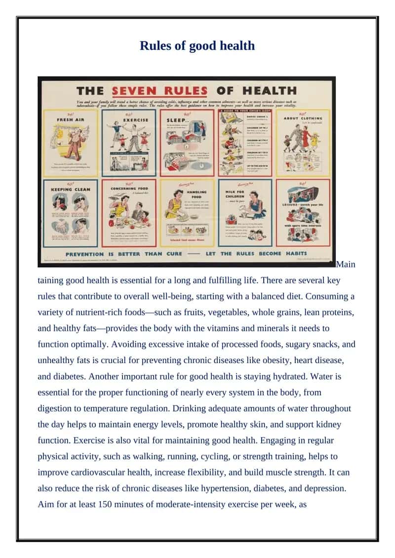 Rules of good health 1