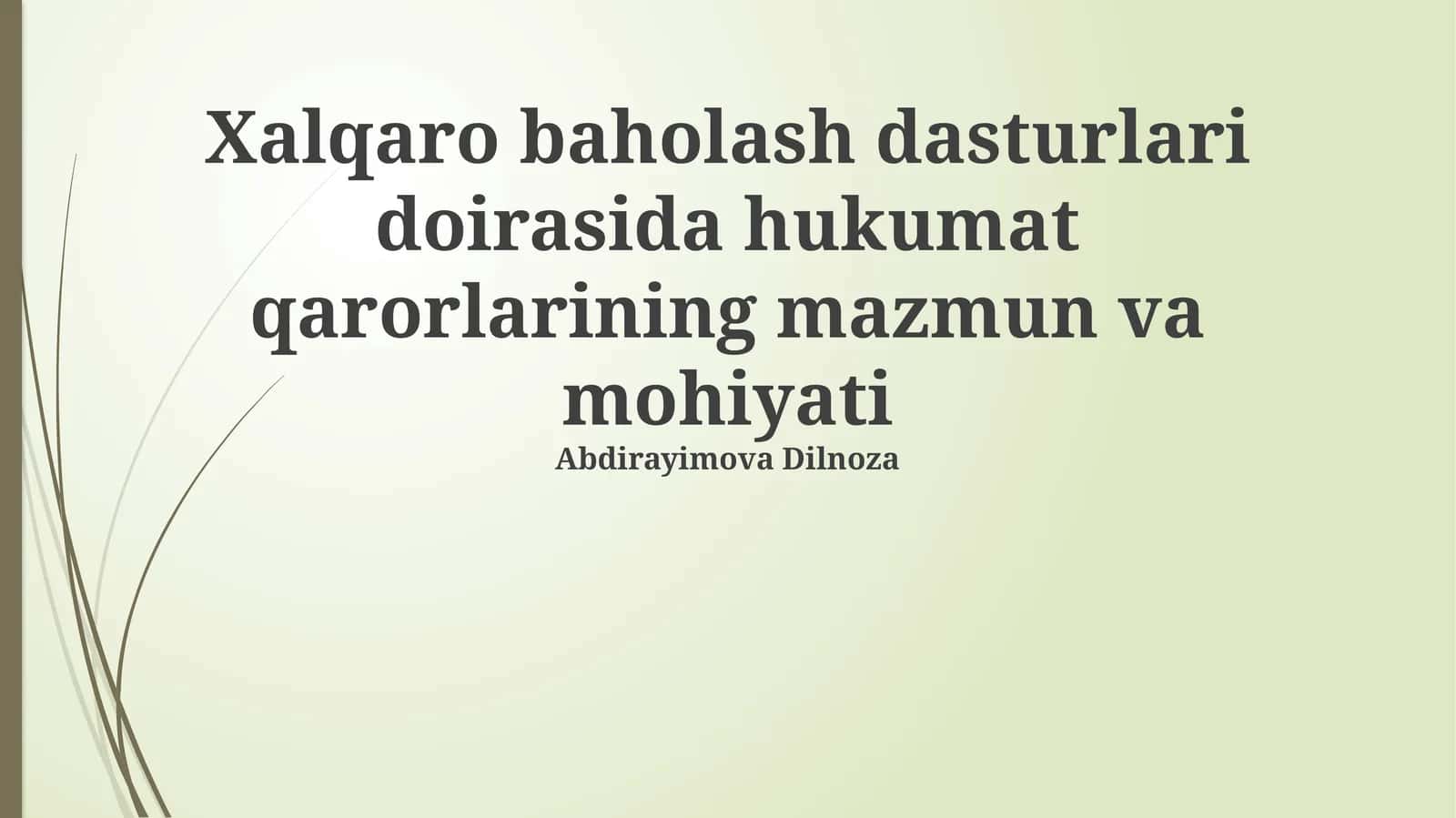 Xalqaro baholash dasturlari 1