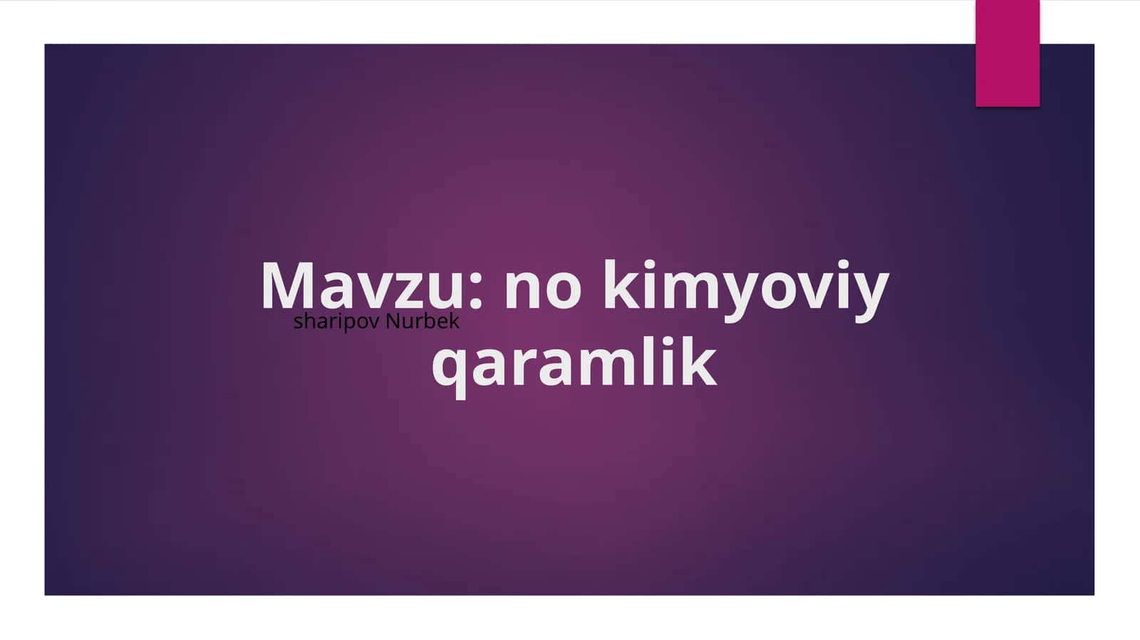 nokimyoviy qaramlik 1