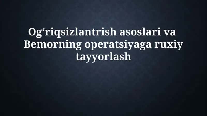 Anesteziya asoslari 1