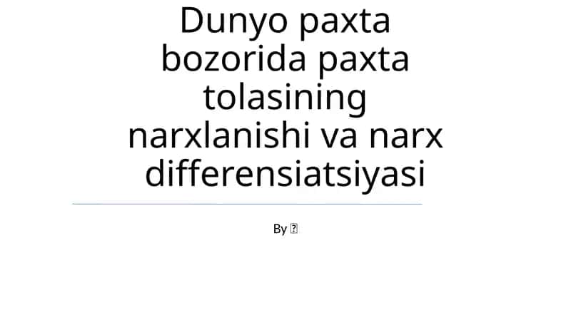 Paxta to'lasi narxi 1