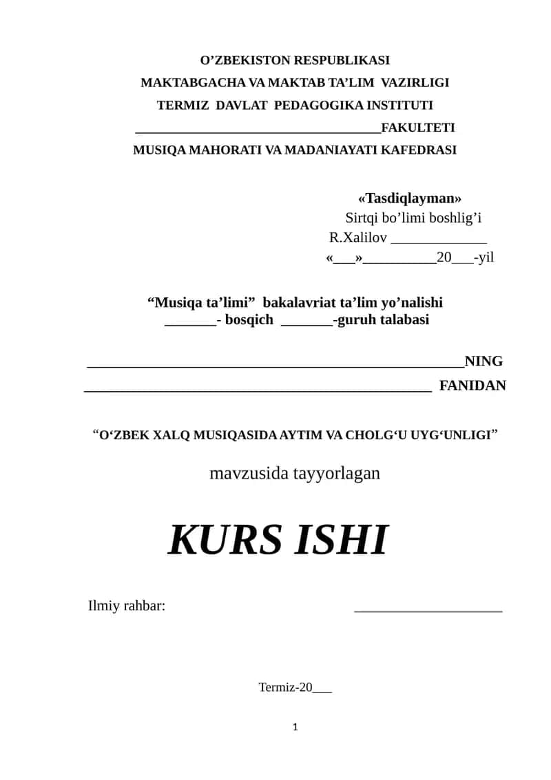 O’ZBEK XALQ MUSIQASIDA AYTIM VA CHOLG’U UYG’UNLIGI 1