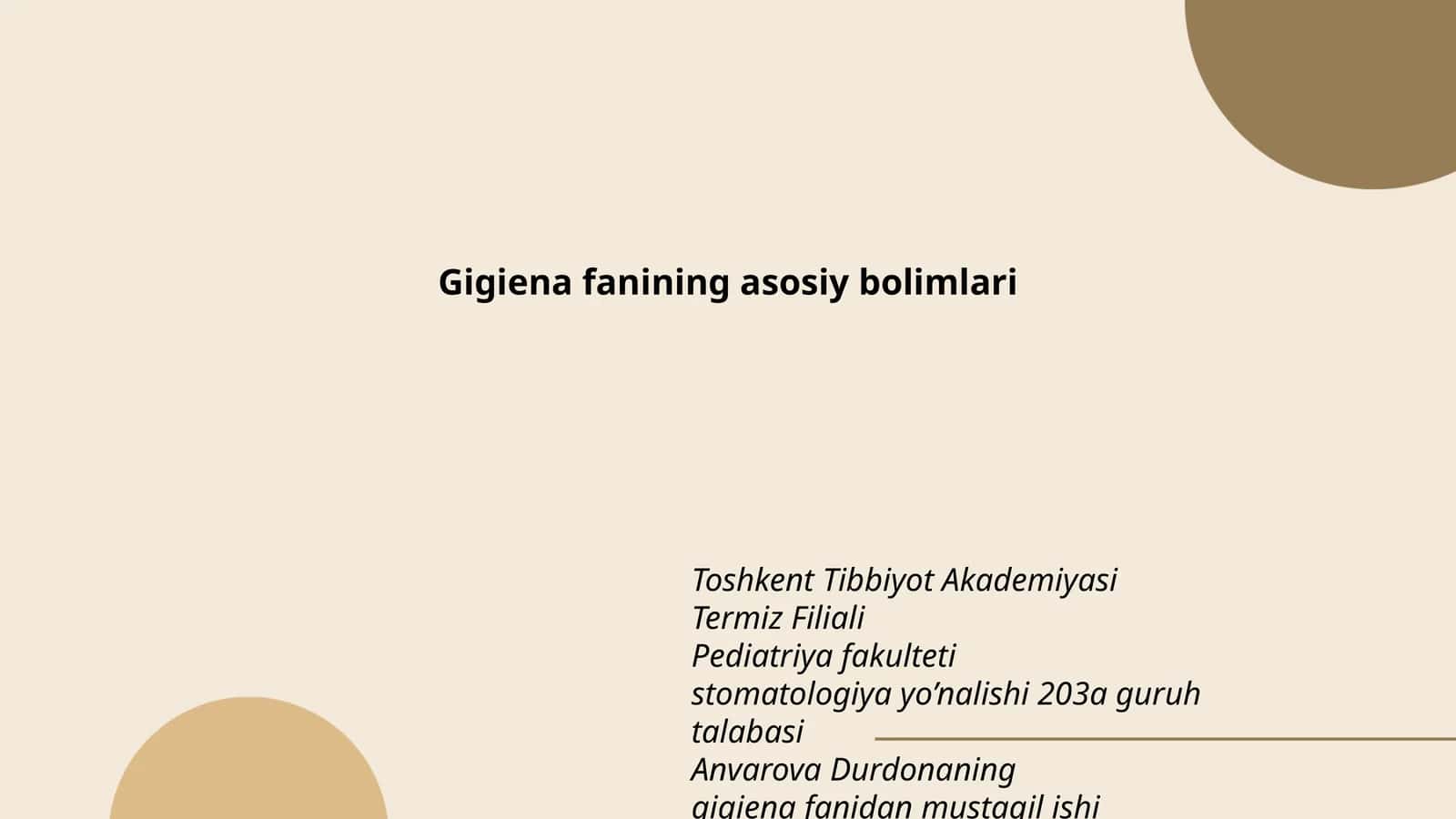 Gigiena fanining asosiy bolimlari 1