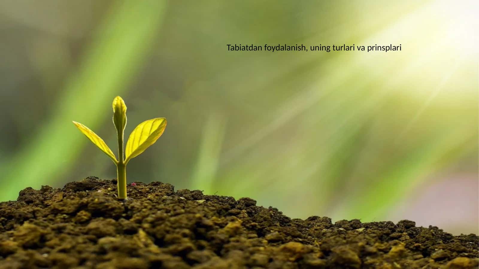 Tabiatdan foydalanish, uning turlari va prinsplari 1