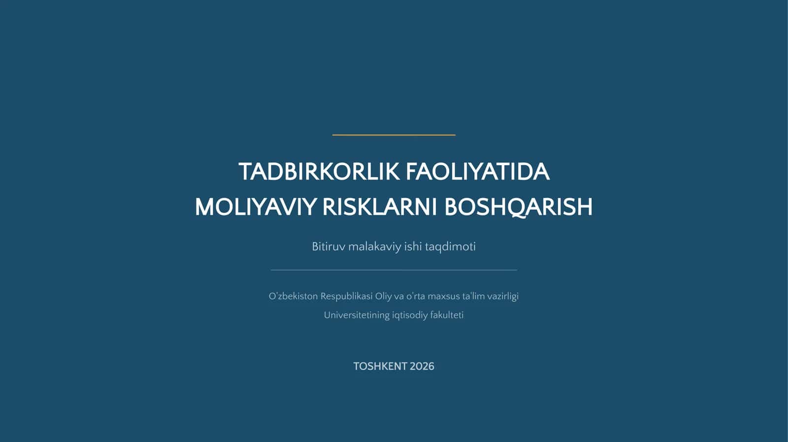 TADBIRKORLIK FAOLIYATIDA MOLIYAVIY RISKLARNI BOSHQARISH 1