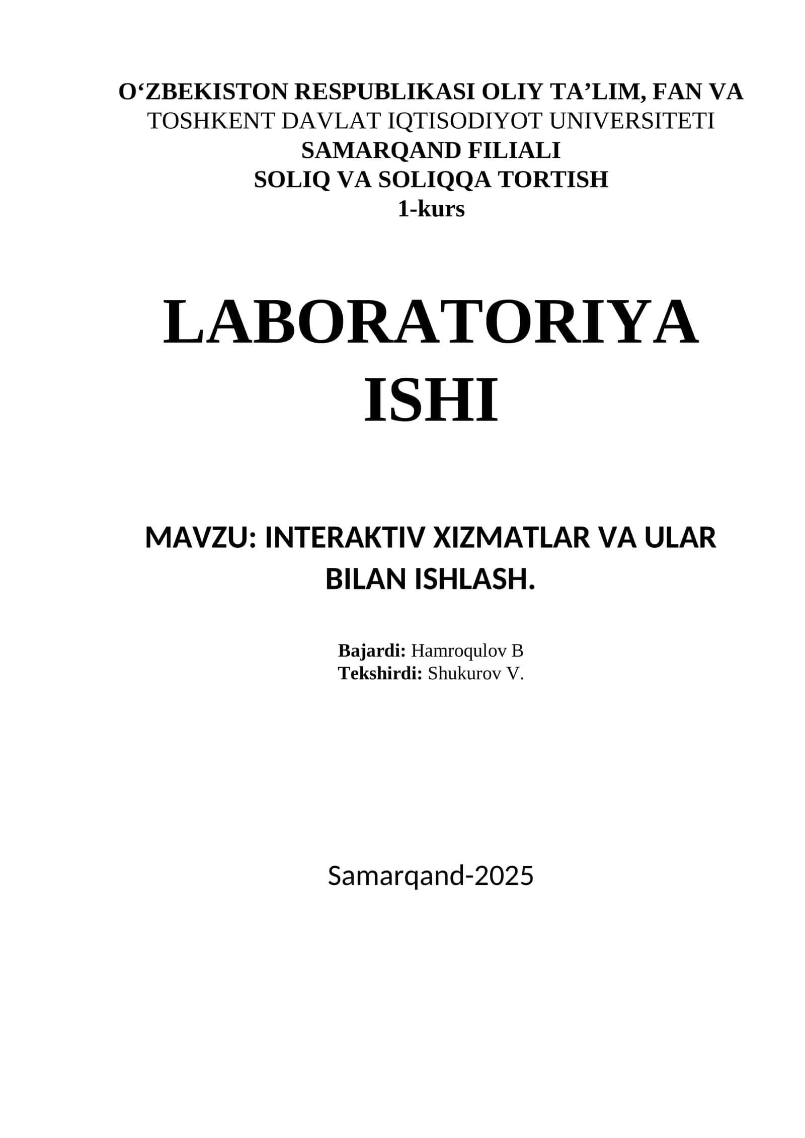 INTERAKTIV XIZMATLAR VA ULAR BILAN ISHLASH 1