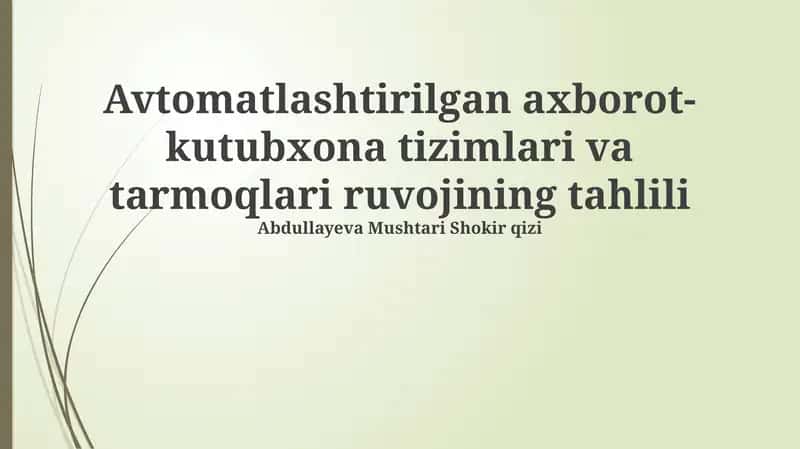 Avtomatlashtirilgan Kutubxona Tizimlari 1