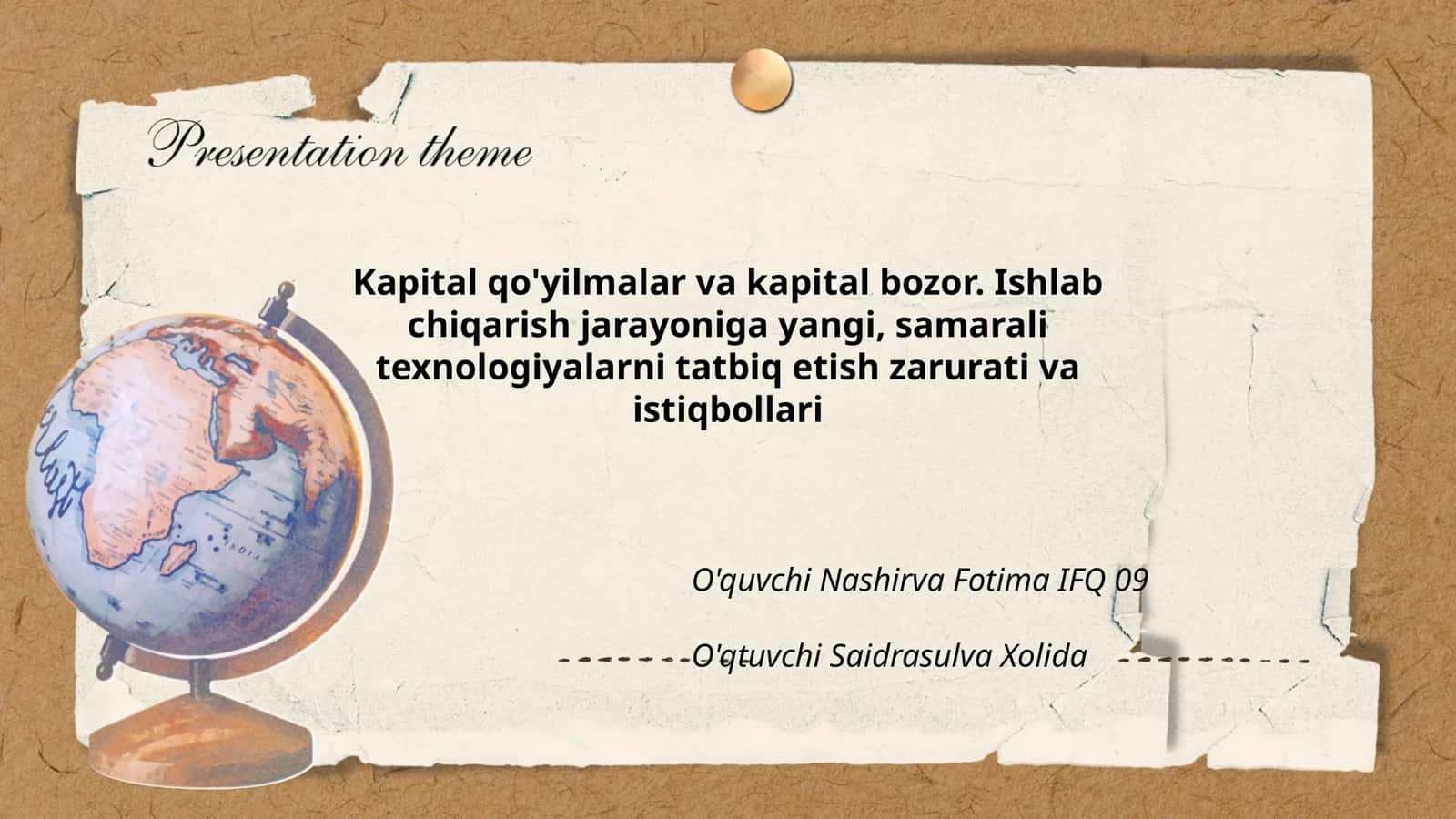 Kapital qo'yilmalar va kapital bozor 1