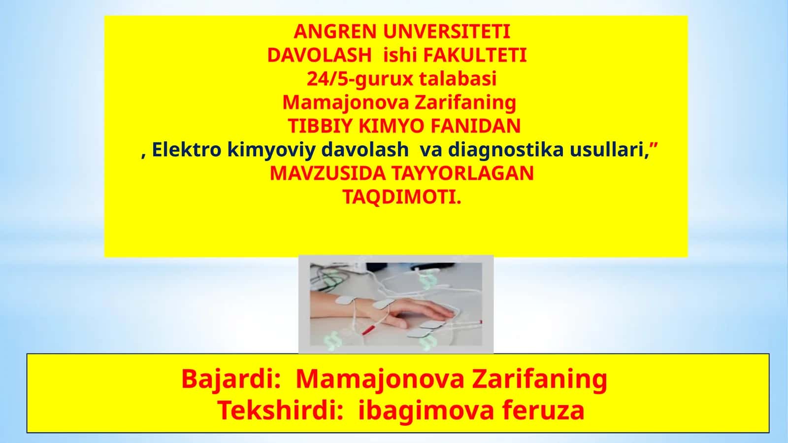 Elektrokimyoviy Davolash va Diagnostika Usullari 1
