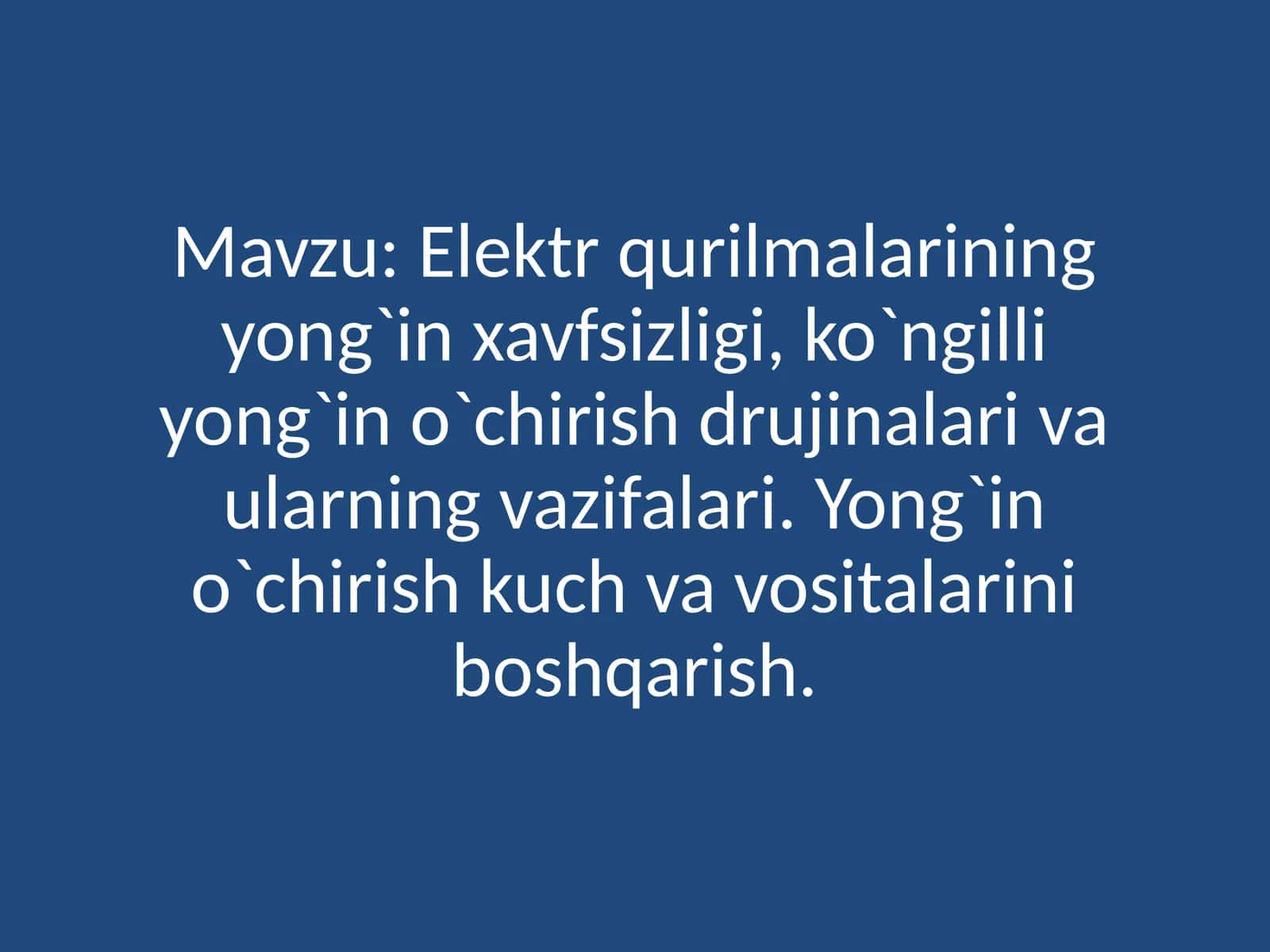 Elektrqurilmalarining yong`in xavfsizligi 1