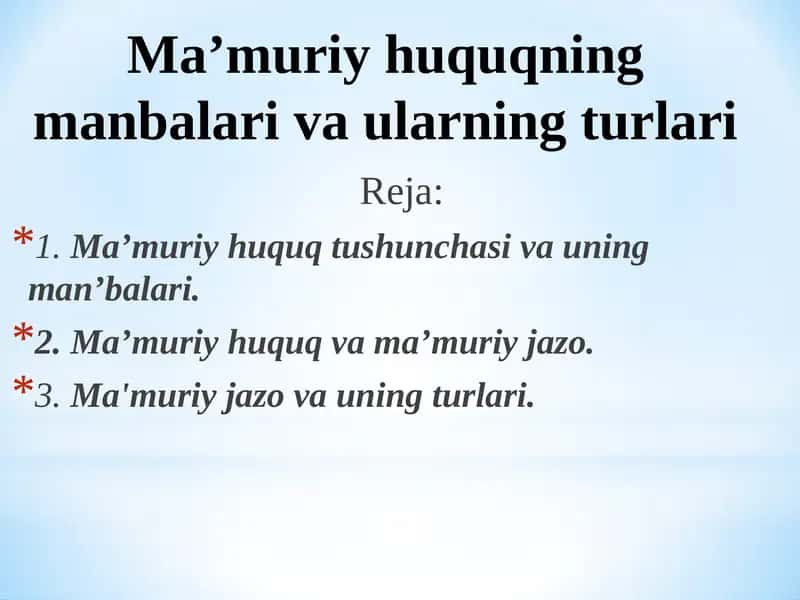 Ma'muriy huquqning manbalar va ularning turlari 1