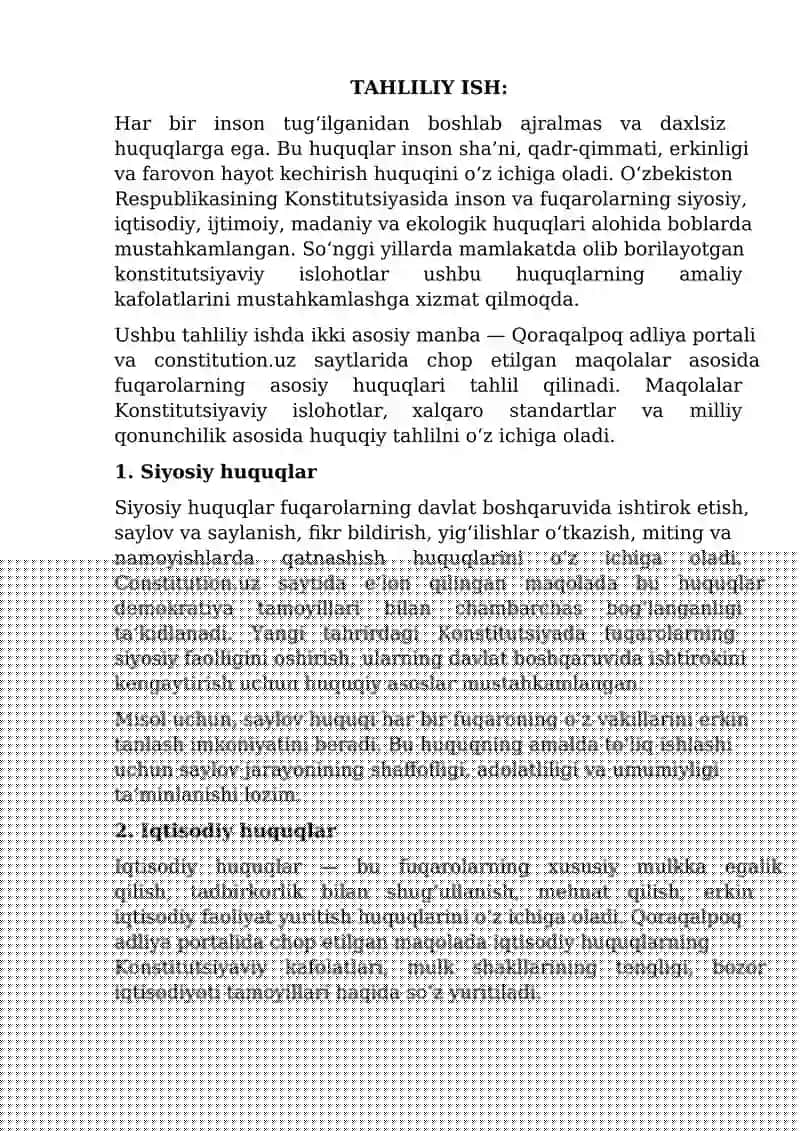 Siyosiy huquqlar tahlili