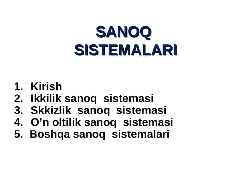 Sanoq sistemalari 1