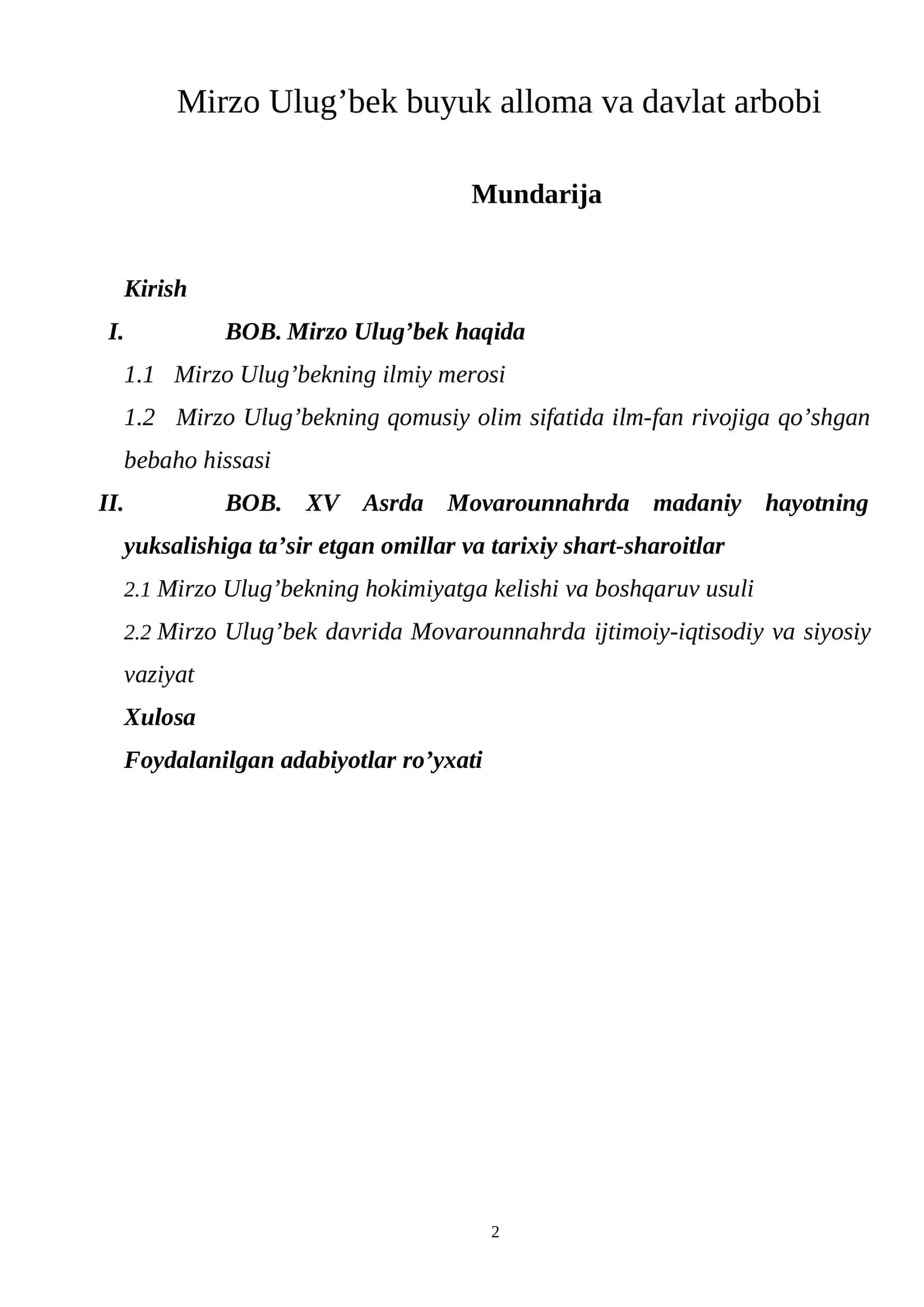 Mirzo Ulug’bek buyuk alloma va davlat arbobi 1