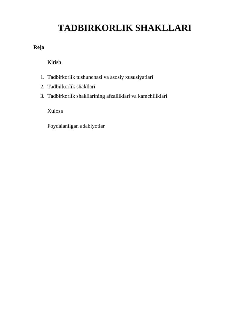 TADBIRKORLIK SHAKLLARI 1