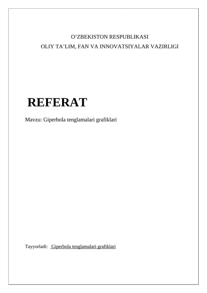 Giperbola tenglamalari grafiklari 1