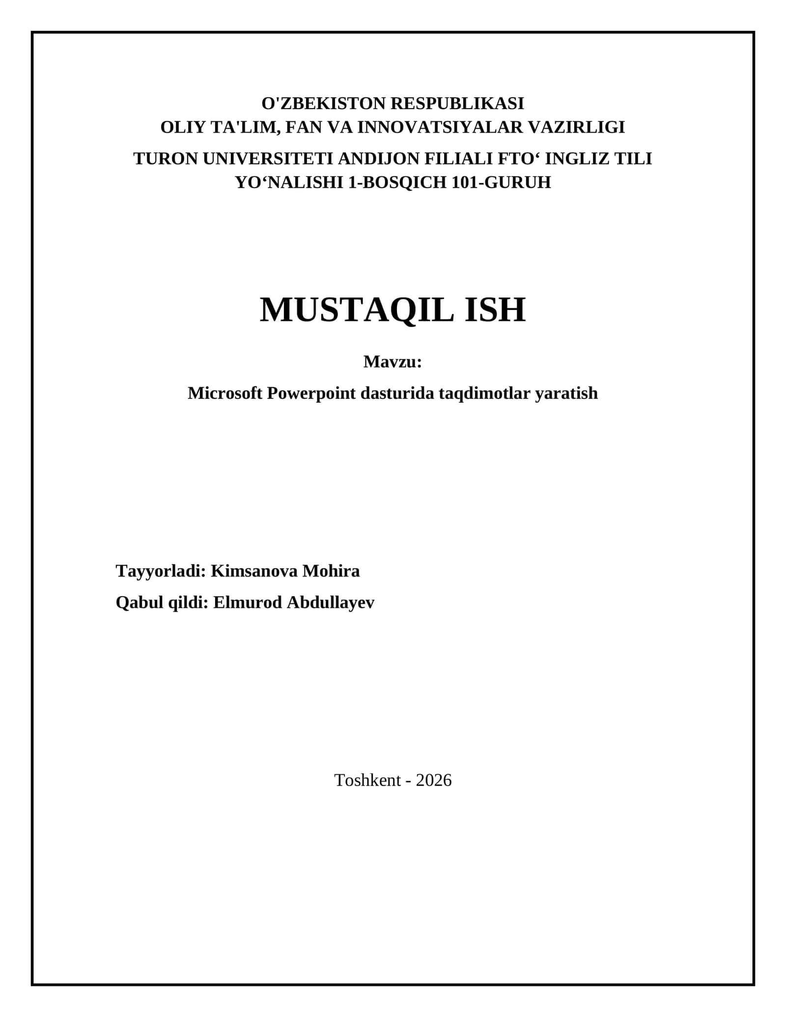 Microsoft Powerpoint dasturida taqdimotlar yaratish 1