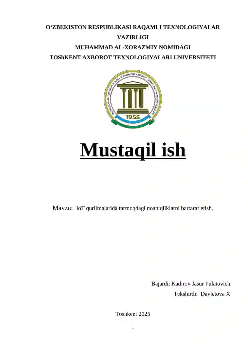 IoT qurilmalarida tarmoqdagi noaniqliklarni bartaraf etish