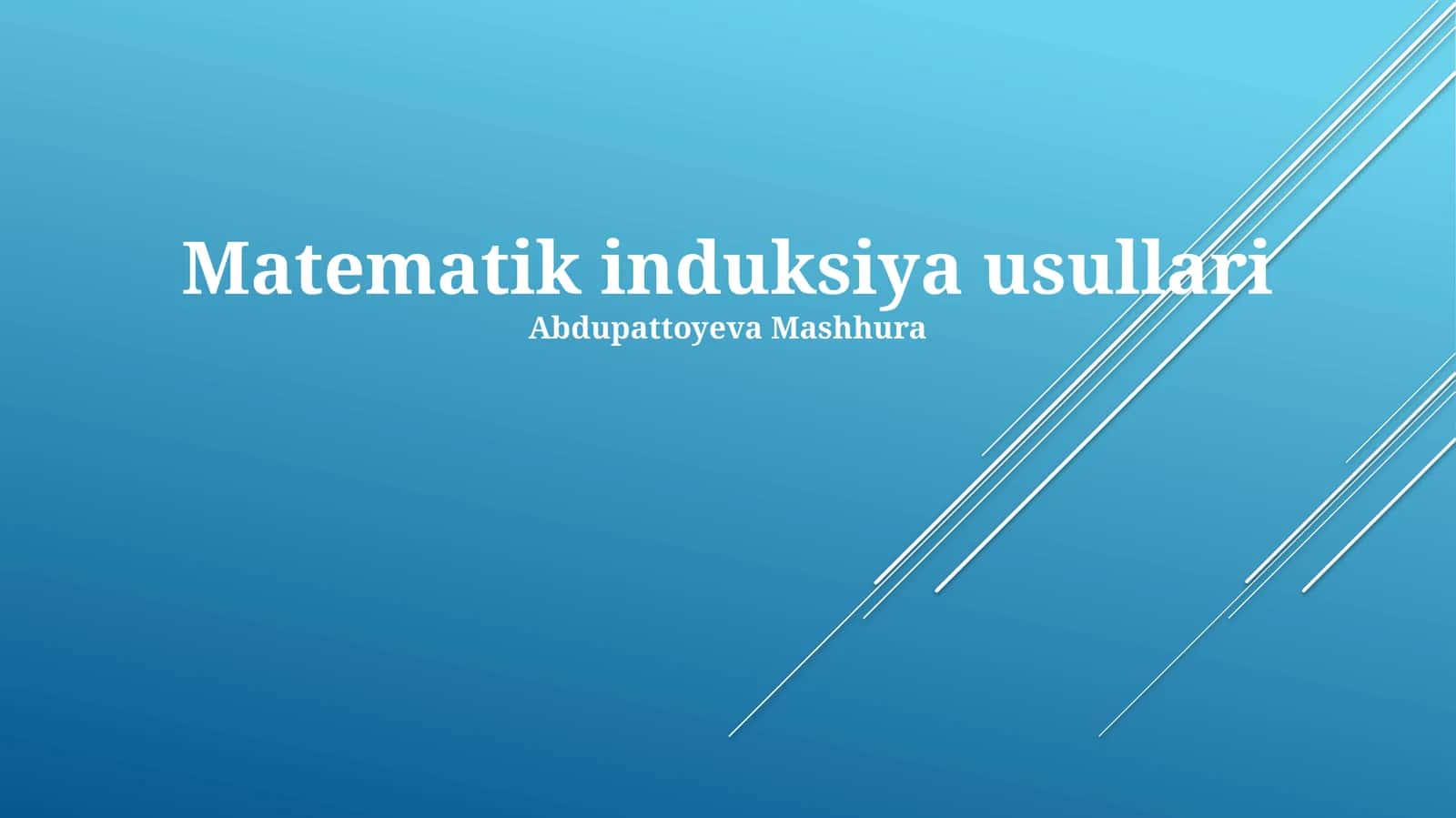 Matematik induksiya usullari 1
