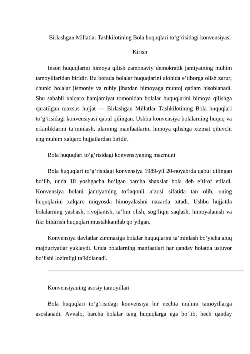 Bola huquqlari to‘g‘risidagi konvensiyasi 1