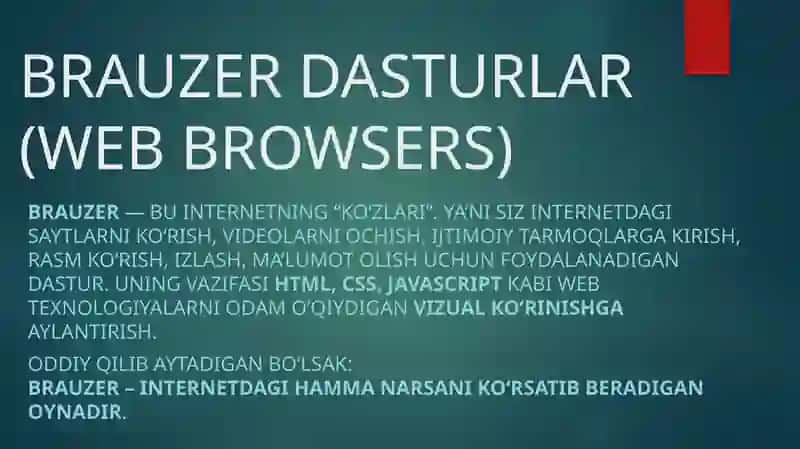 BRAUZER DASTURLAR (WEB BROWSERS)