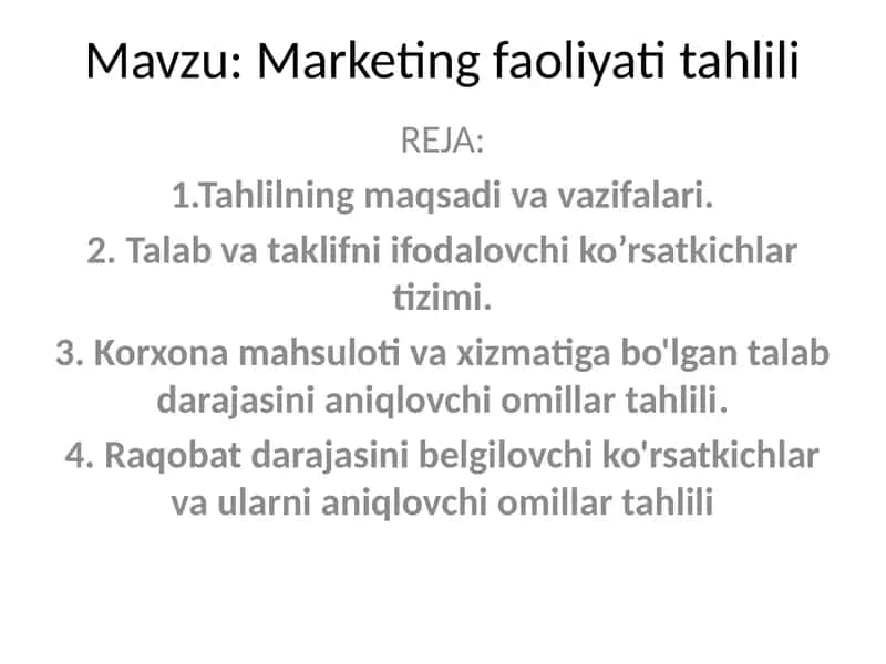 Marketing faoliyati tahlili 1