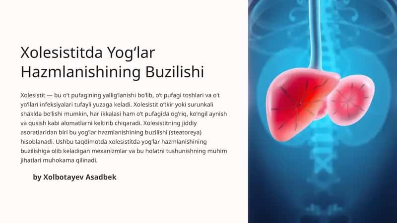 Xolesistitda Yogʻlar Hazmlanishining Buzilishi 1