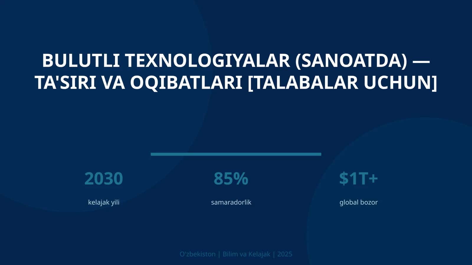 Bulutli texnologiyalar (sanoatda) — ta'siri va oqibatlari [talabalar uchun] 1