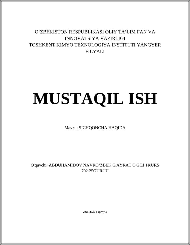 Sichqoncha anatomiyasi va morfologiyasi 1