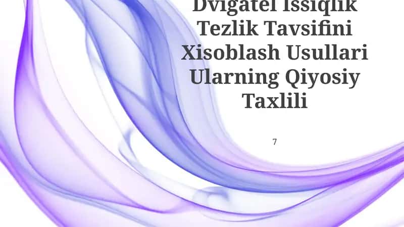Dvigatel Issiqlik Tezlik Tavsifini Xisoblash Usullari 1