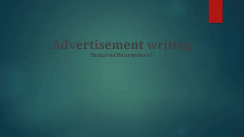 Advertisement writing 1