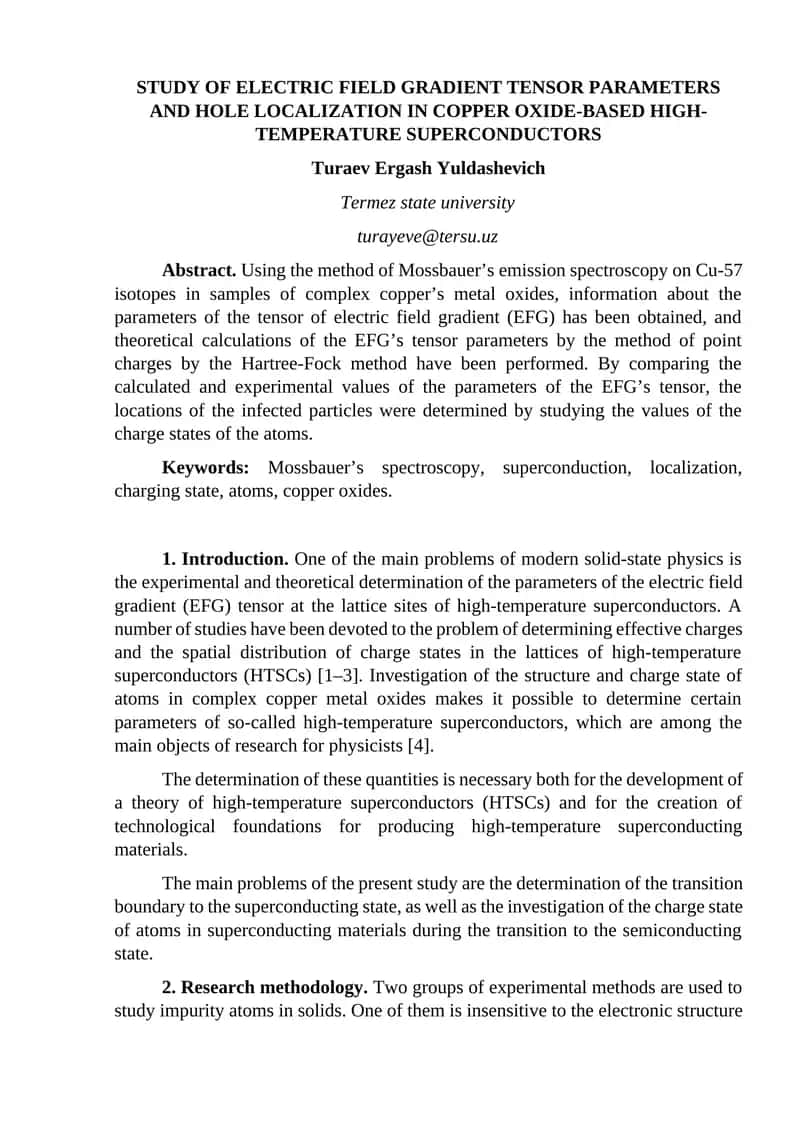 Study of Electric Field Gradient Tensor Parameters and Hole Localization in Copper Oxide-Based High-Temperature Superconductors 1