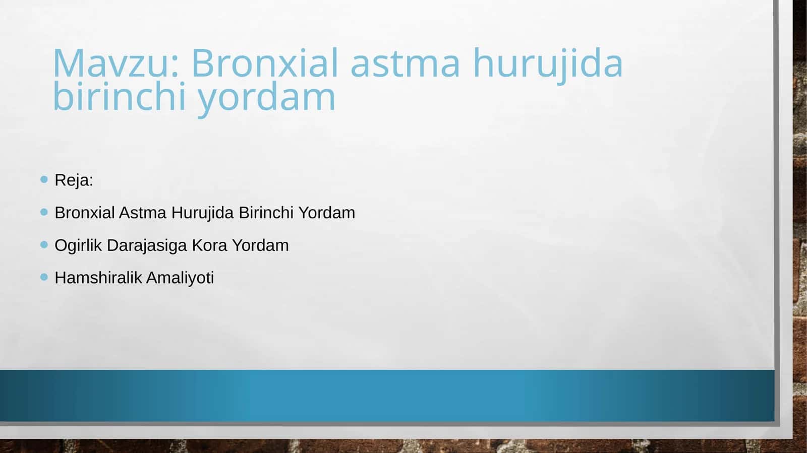Bronxial Astma Hurujida Birinchi Yordam 1