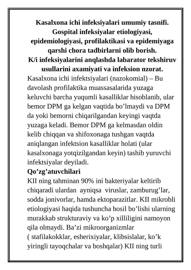 Kasalxona Ichi Infektsiyalari 1