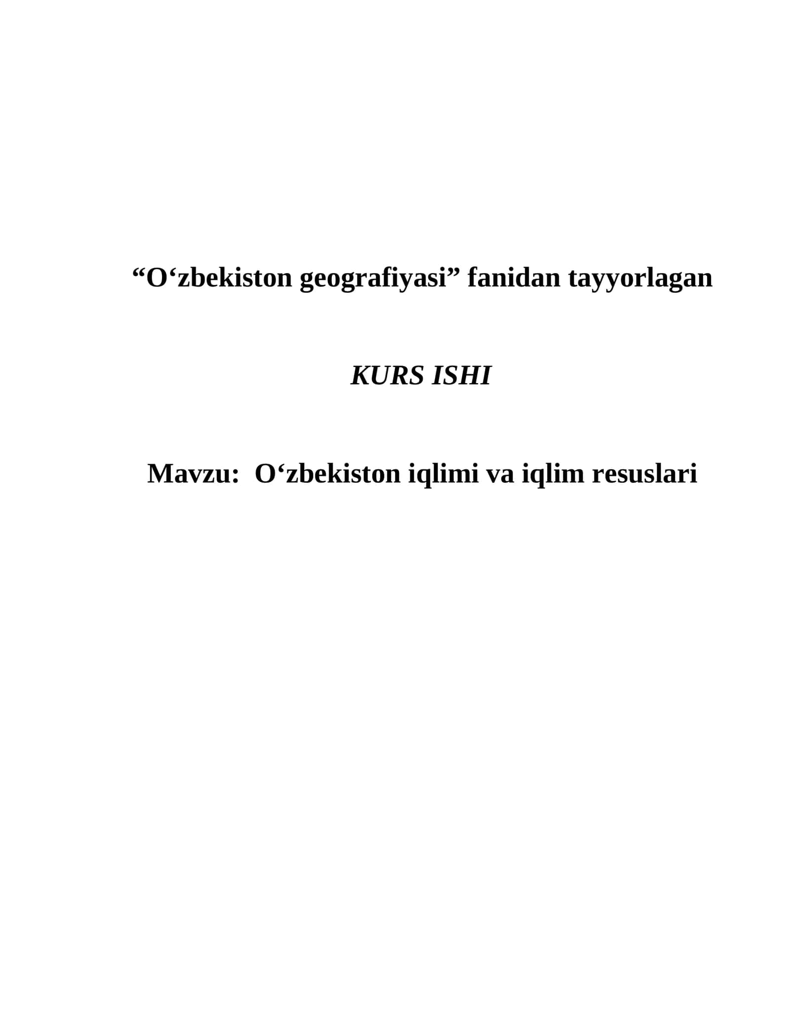 O‘zbekiston iqlimi va iqlim resuslari 1