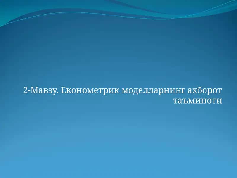 Економетрик моделларнинг ахборот таъминоти 1