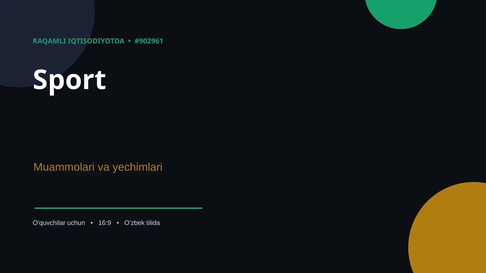 Sport Muammolari va yechimlari 1