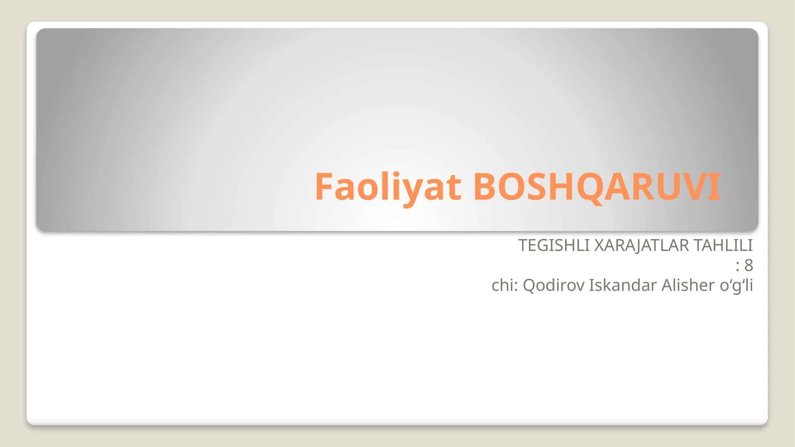 TEGISHLI XARAJATLAR TAHLILI 1