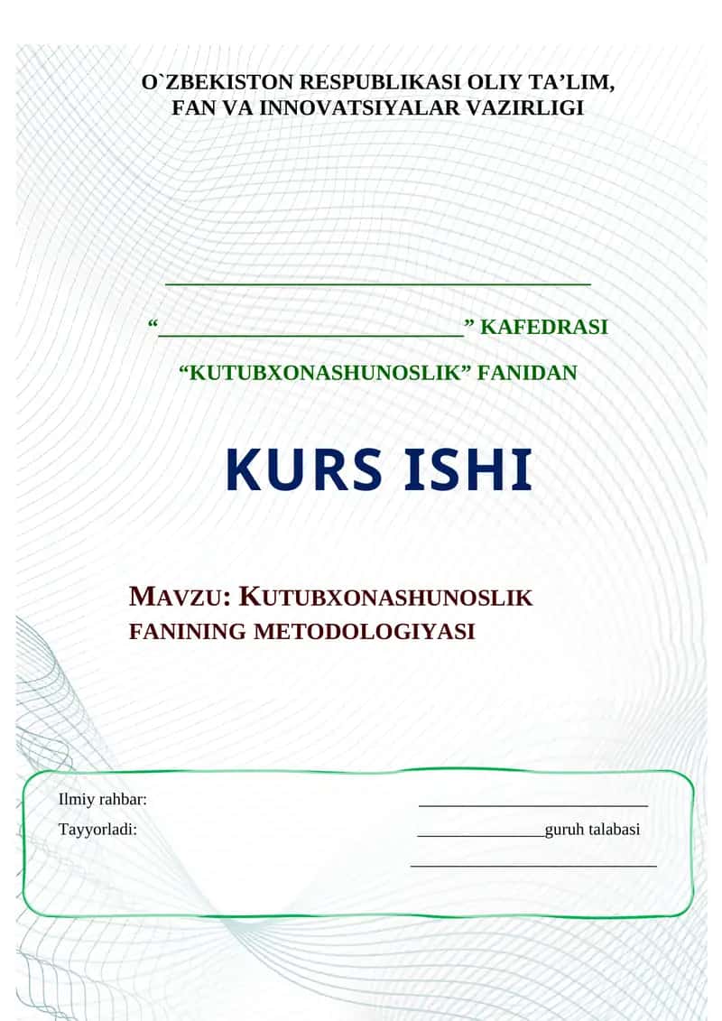 KUTUBXONASHUNOSLIK FANINING METODOLOGIYASI 1