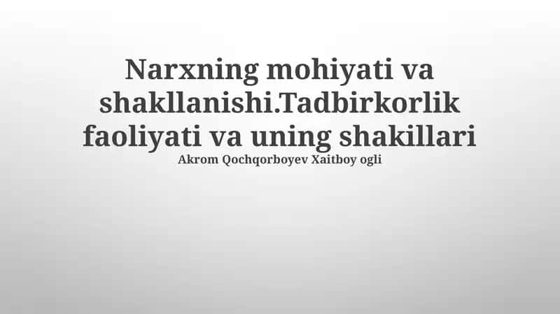 Tadbirkorlik Faolligi va Uning Turlari 1