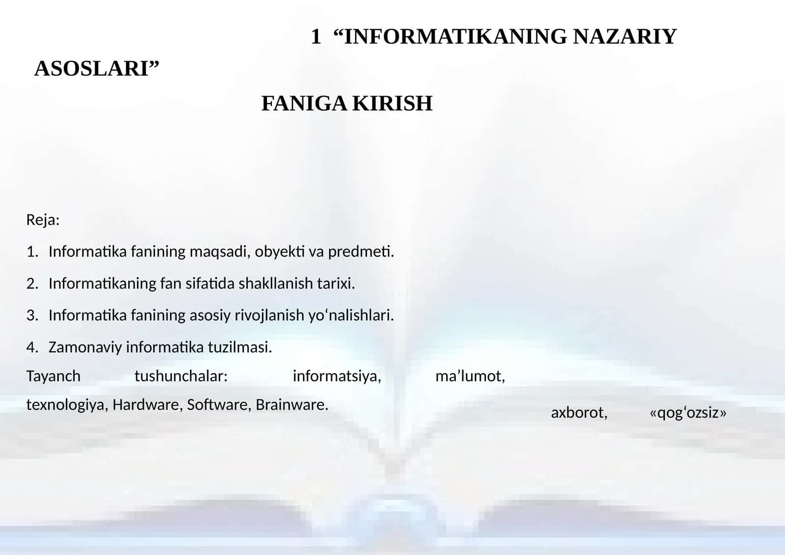 INFORMATIKANING NAZARIY ASOSLARI 1
