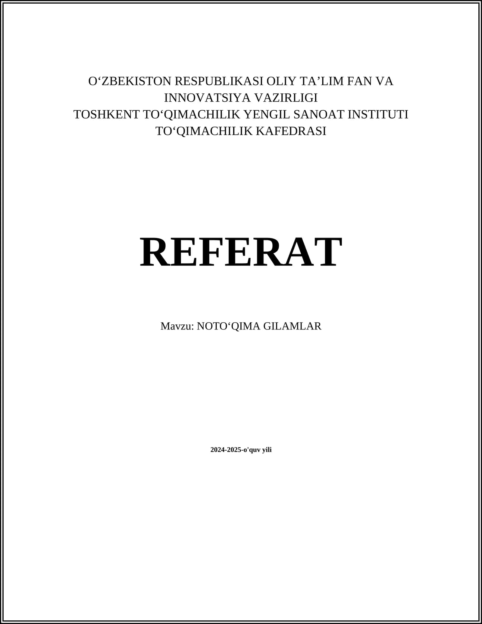 NOTOʻQIMA GILAMLAR 1
