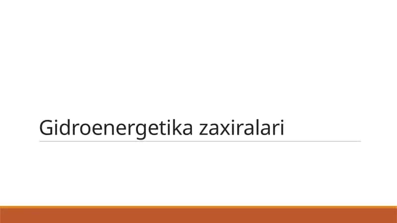 Gidroenergetika zaxiralari 1