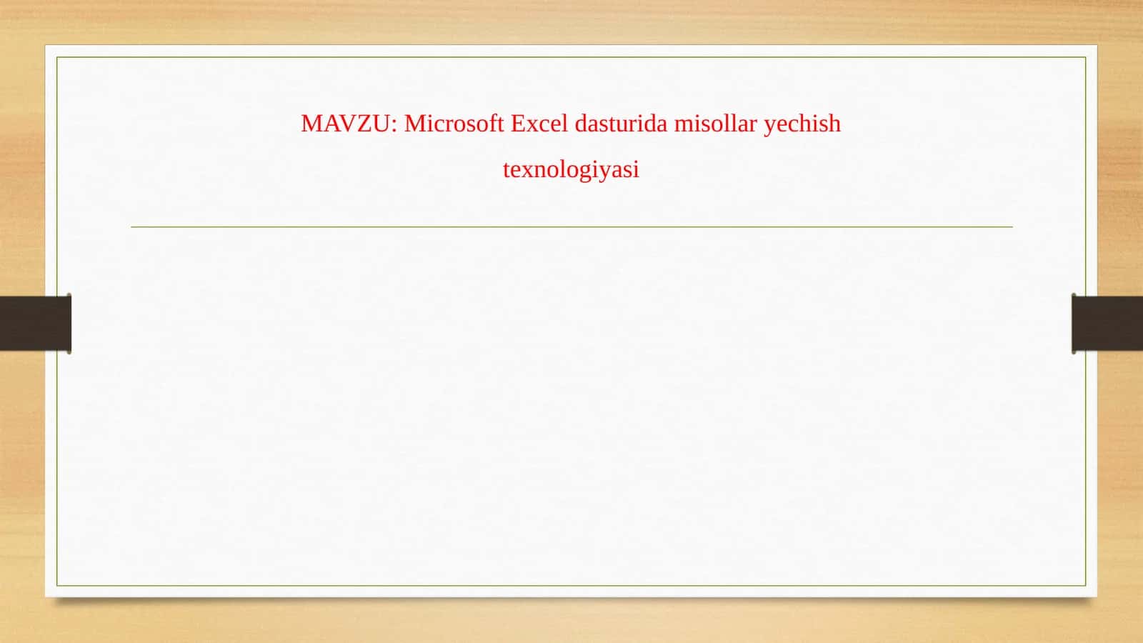 Microsoft Excel dasturida misollar yechish texnologiyasi 1