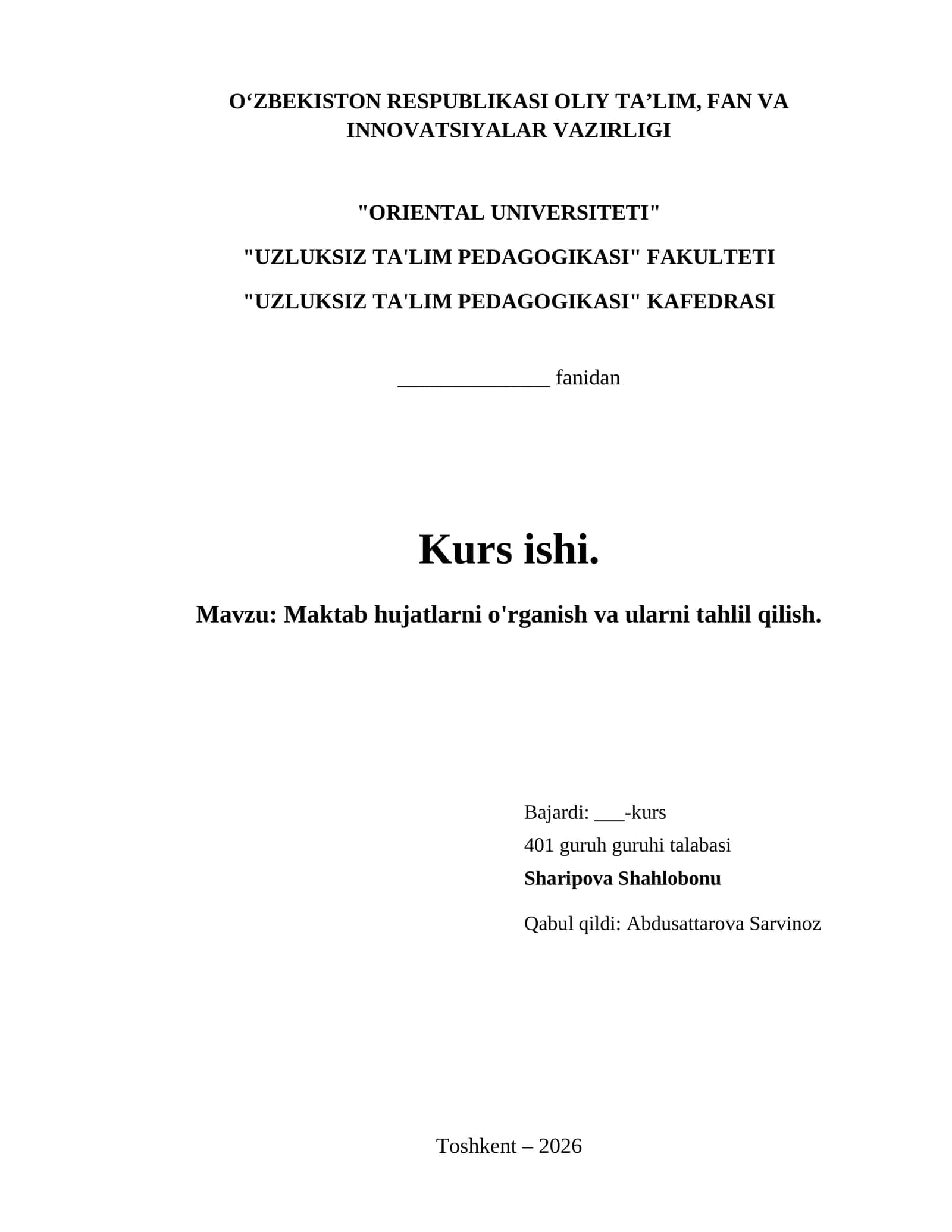 Maktab hujatlarni o'rganish va ularni tahlil qilish. 1
