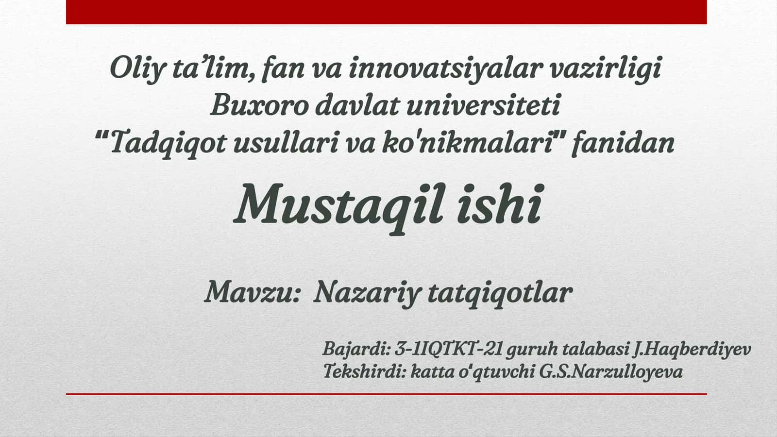 Nazariy tadqiqotlar 1